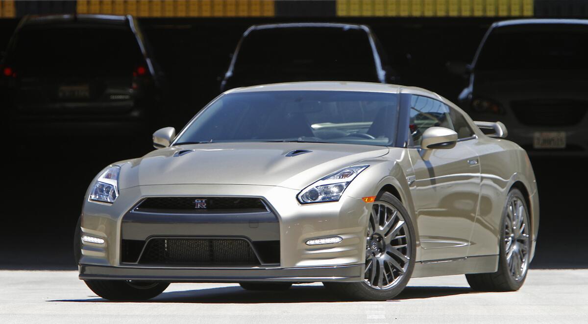 LOS ANGELES, CA-APRIL 27, 2015: The 2016 45th Anniversary Gold Edition Nissan GT-R will be priced at about $103,000 and comes in gold paint which Nissan calls "Silica Brass." Fewer than 30 will be delivered to the U.S. It's based on the GT-R Premium model with 550 horsepower from its 3.8-liter twin-turbo V6 engine. (Photo By Myung J. Chun / Los Angeles Times)