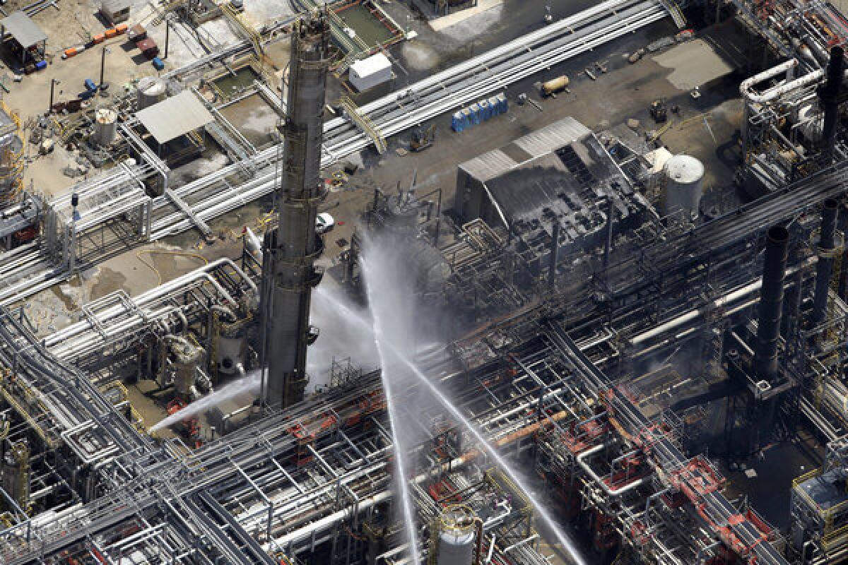 Thursday's chemical plant fire in Geismer, La., is doused.