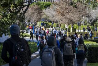 IRVINE, CA - FEBRUARY 4, 2020: Crowds of students fill the walkways in-between classes at UC Irvine on February 4, 2020 in Irvine, California. The University of California showed a slight decrease in freshman applications, but UC Irvine is the most popular campus for California applicants.(Gina Ferazzi/Los AngelesTimes)