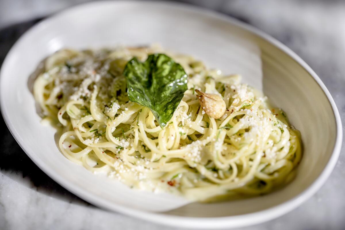 A dish with linguine al limone