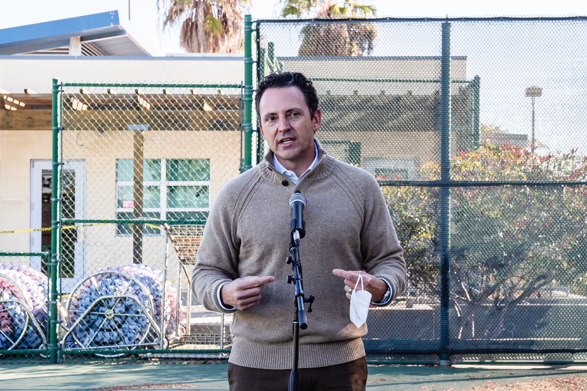 Nathan Fletcher, chair of the San Diego County Board of Supervisors, spoke at the City Heights Recreation Center on Jan. 3.