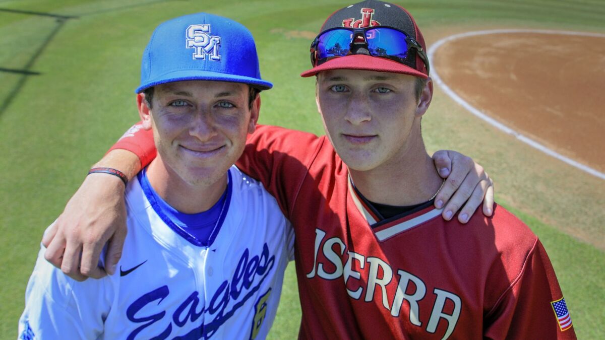 Brothers and high school baseball players Alex, left, and Cody Schrier