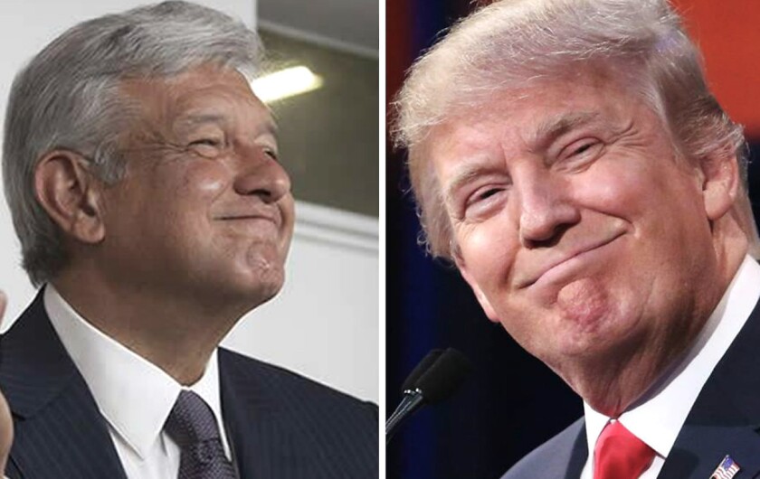 Andrés Manuel López Obrador (i), presidente electo de México y Donald Trump, mandatario de Estados Unidos.