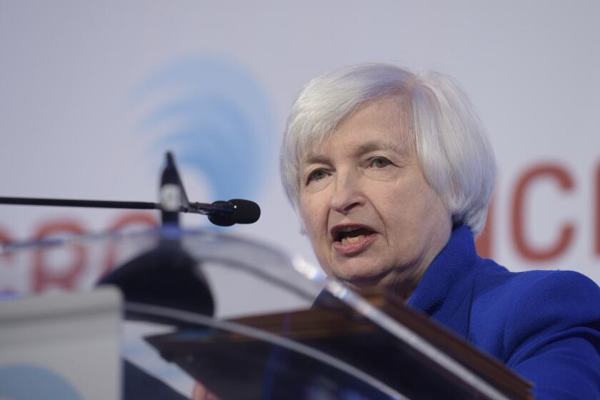 Federal Reserve Chair Janet Yellen speaks at the National Community Reinvestment Coalition annual conference in Washington on March 28.