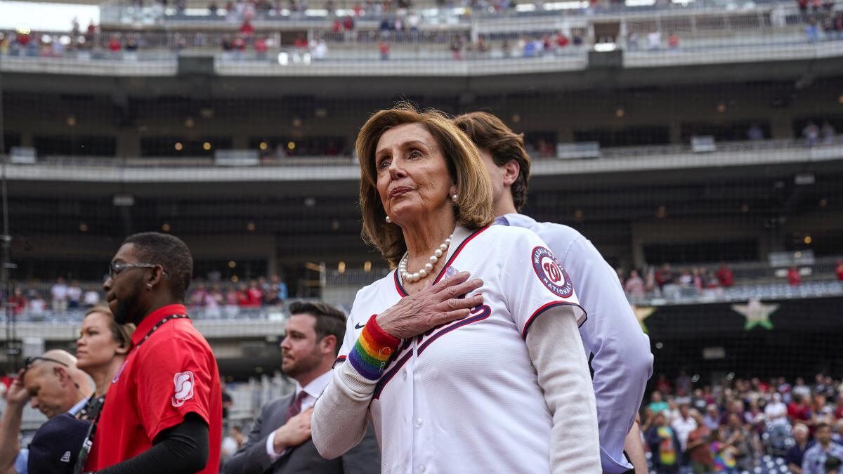 Pelosi throws first pitch during Nationals' LGBTQ Pride event - POLITICO