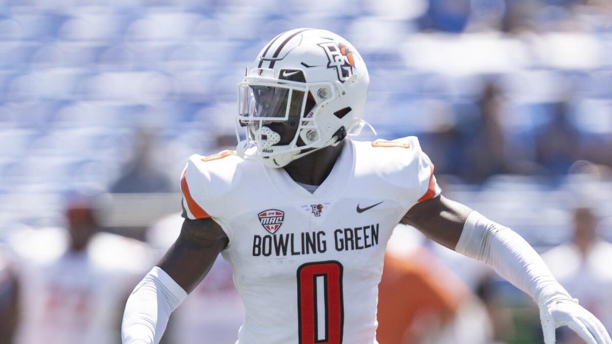 Bowling Green safety Jordan Anderson lines up for a play against UCLA on Sept. 3.