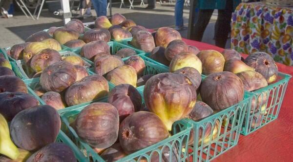 Brown Turkey figs grown by Mike and Allen Weeks in Mecca, near the Salton Sea, sold by Everett DaVall at the Hollywood farmers market.