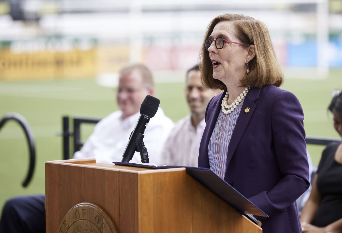Oregon Governor Kate Brown announces the end of the state's COVID-19 restrictions