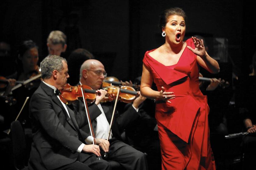 Singer Anna Netrebko brought big emotions, a big voice, a big presence and a very big sound to the Broad Stage during her and husband Yusif Eyvazov’s only stop in the United States. Her dramatic operatic performance with orchestra will be repeated Friday.