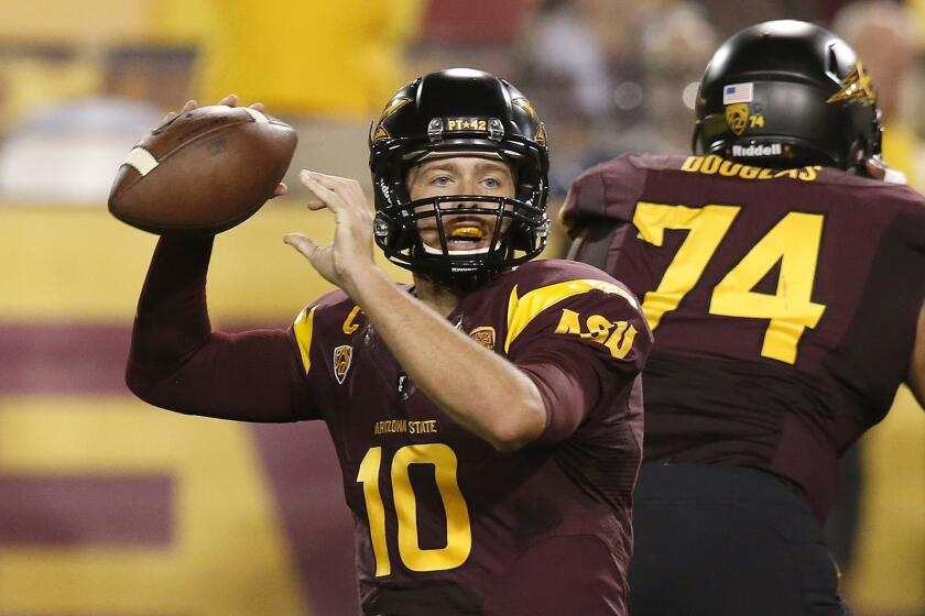 Arizona State quarterback Taylor Kelly has passed for 1,010 yards and nine touchdowns with two interceptions while missing three games this season because of an ankle injury.