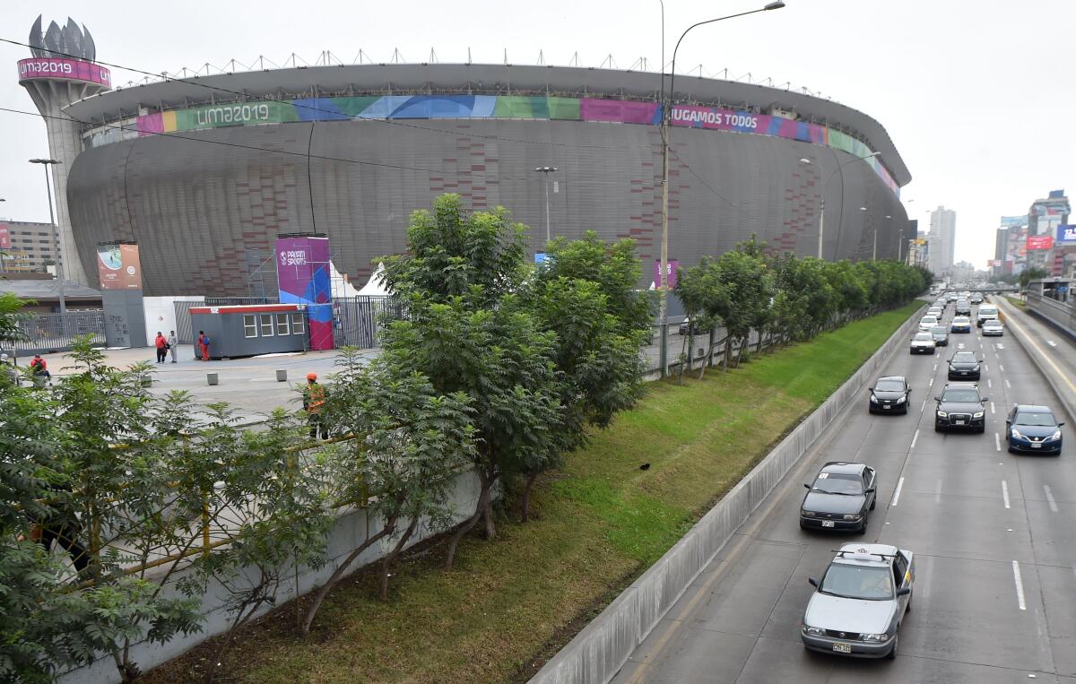 View of the national stadium -which will house the inauguration of the Lima-2019 Pan-American Games on July 26- in Lima on July 17, 2019. - Over 600 Peruvian athletes are expected to participate in the Lima 2019 Pan American Games, which will take place from July 26 to August 11. (Photo by Cris BOURONCLE / AFP)CRIS BOURONCLE/AFP/Getty Images ** OUTS - ELSENT, FPG, CM - OUTS * NM, PH, VA if sourced by CT, LA or MoD **