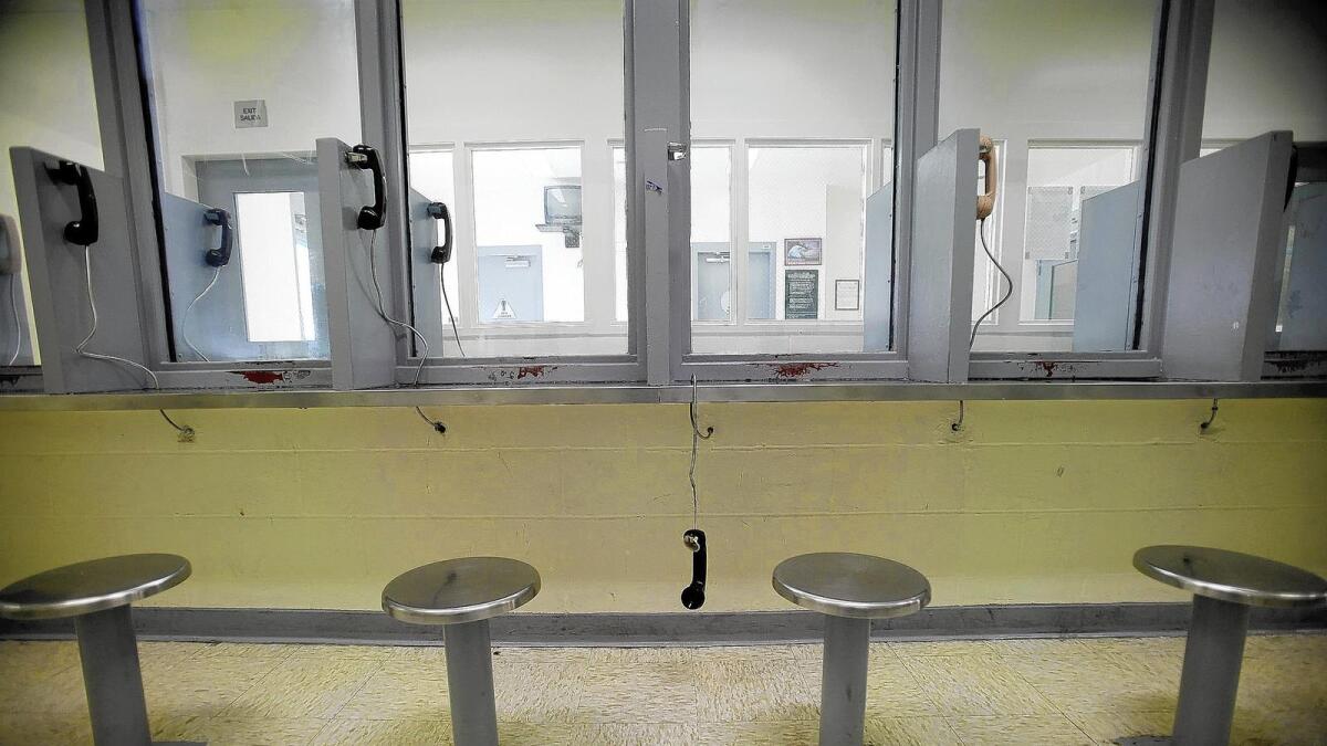 The inmate visitation area at the North Facility of the Pitchess Detention Center in Castaic