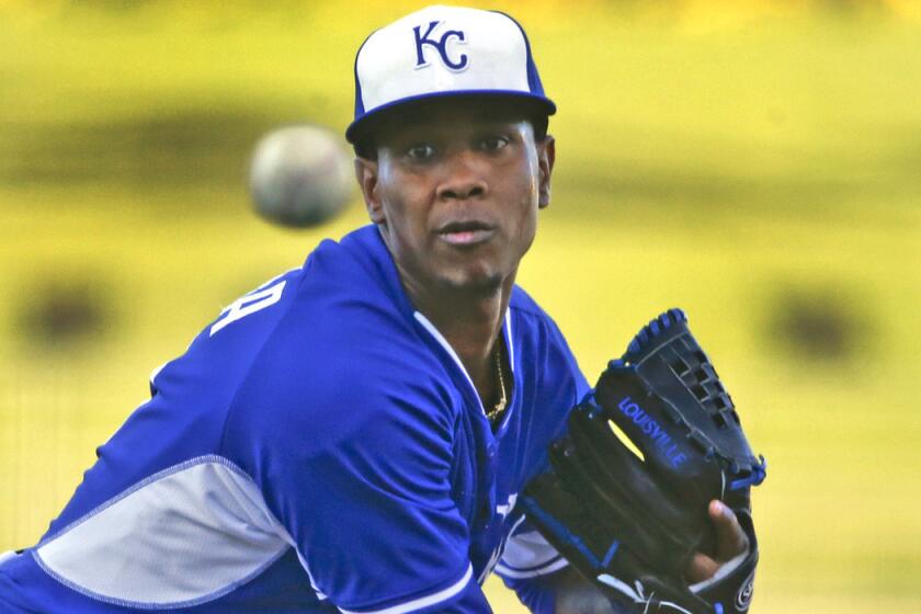 Kansas City Royals starting pitcher Yordano Ventura pitches during a spring training game on March 27.