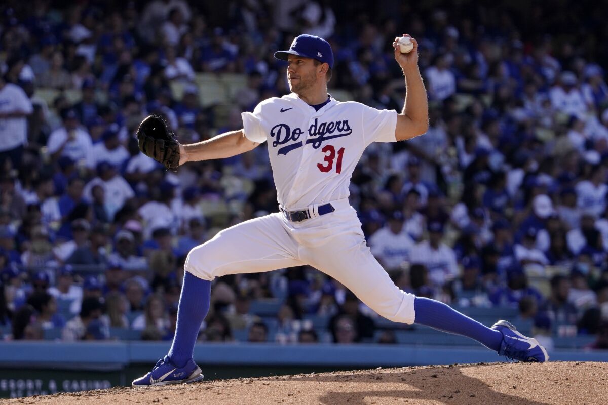 Dodgers starter Tyler Anderson pitches during the fourth inning July 2, 2022.
