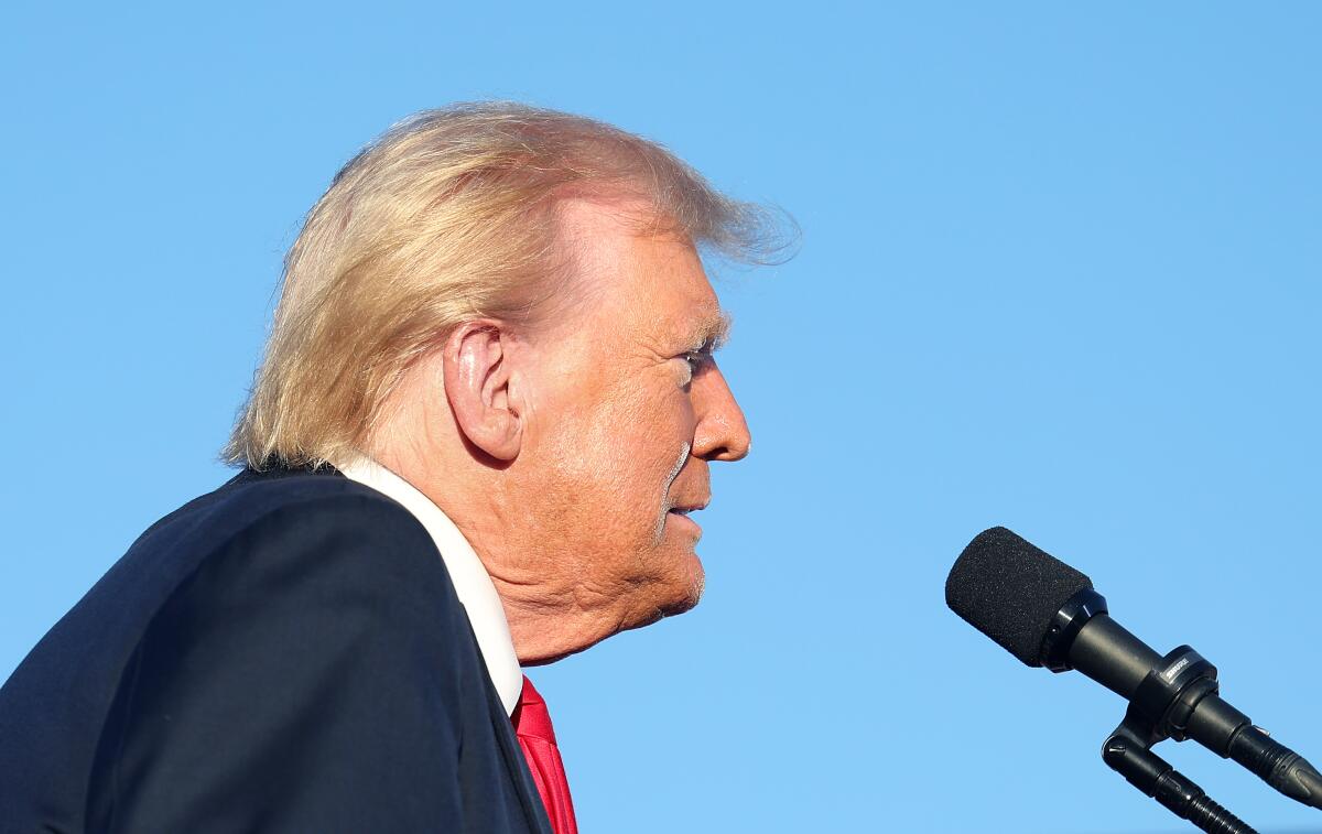 Former President Trump speaks during a campaign rally in Coachella on Oct. 12. 