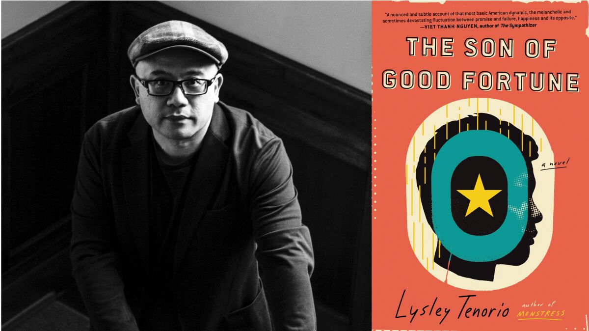 Author Lysley Tenorio and the cover of his new book, "The Son of Good Fortune."