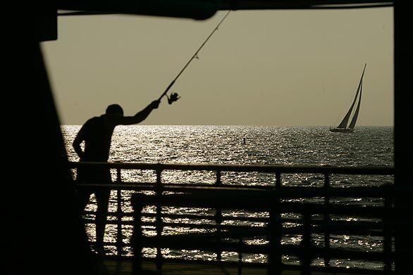 A fisherman at the Santa Monica Pier.