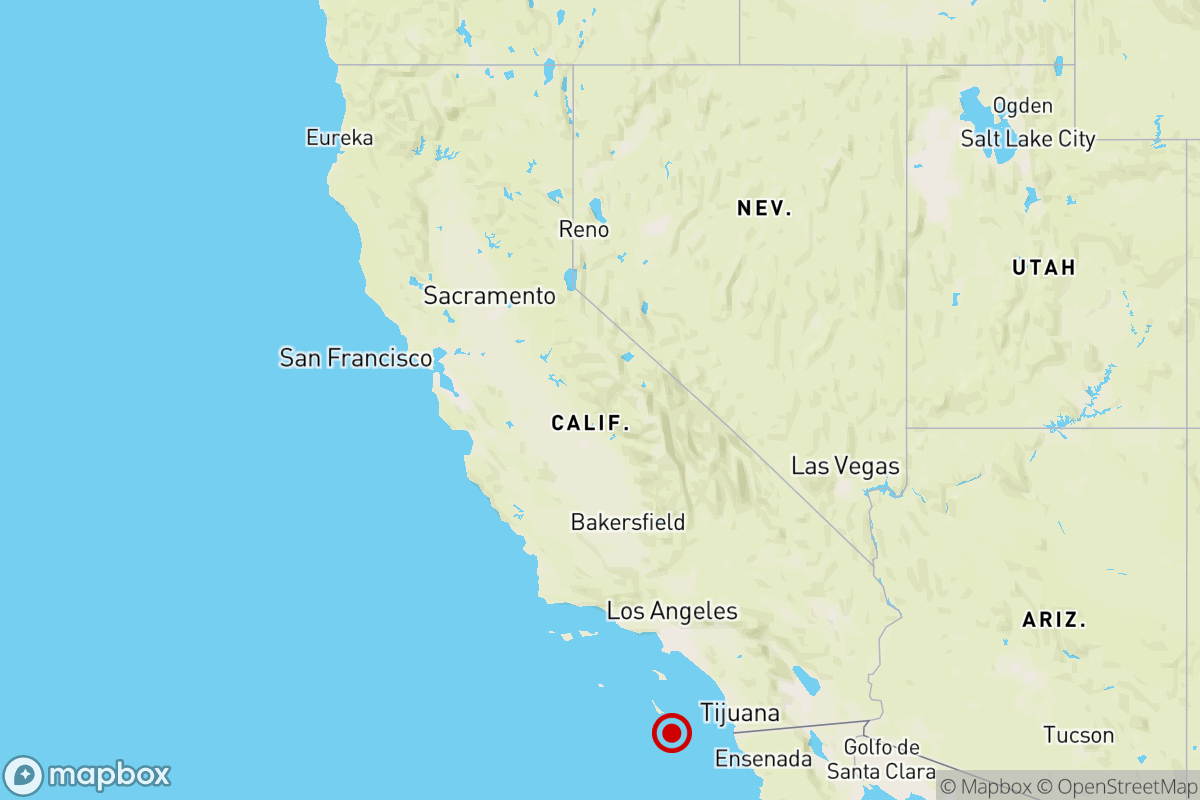Map of earthquake off Avalon