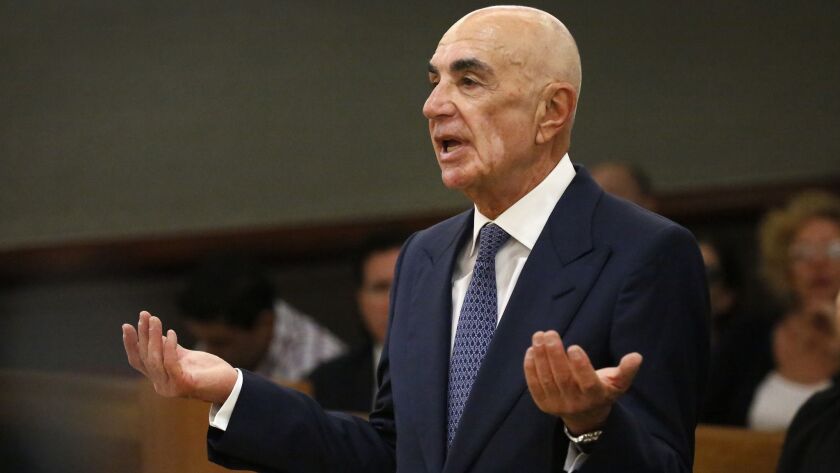 Attorney Robert Shapiro addresses the judge in Van Nuys court during a July 2017 hearing involving Mohamed Hadid's megamansion in Bel-Air.