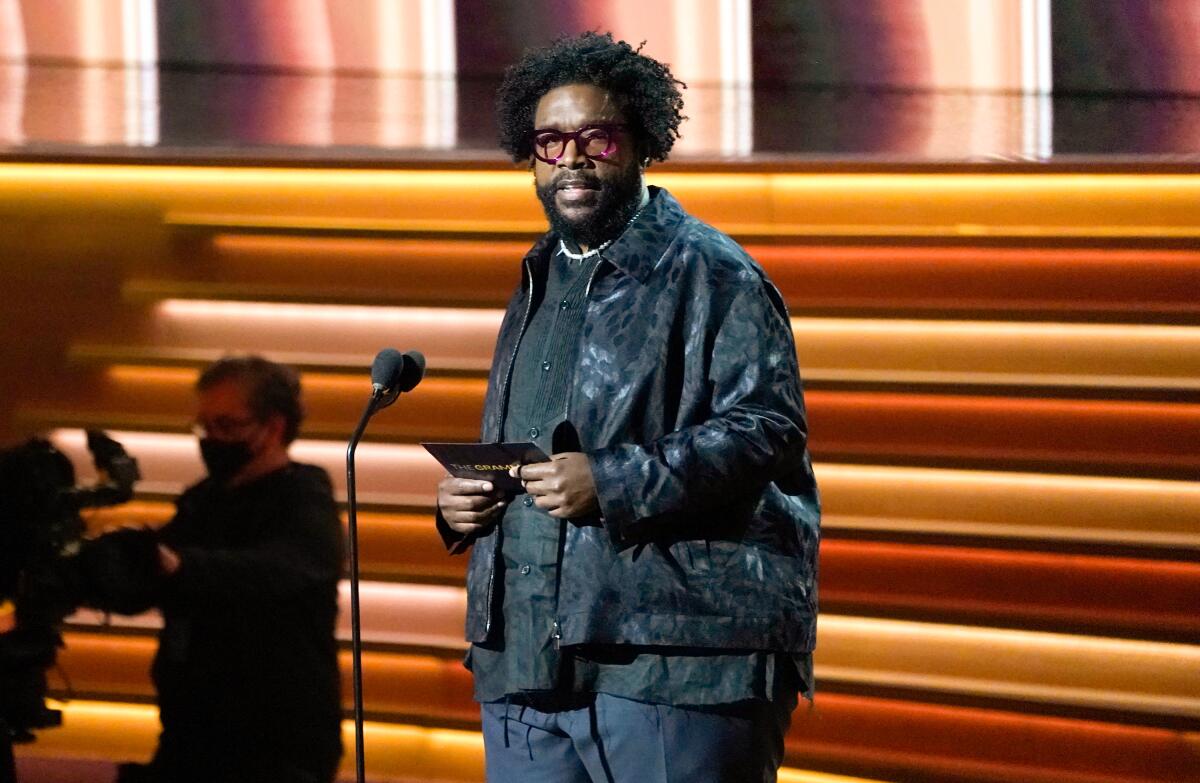 Questlove presents the award for song of the year at the 64th Annual Grammy Awards