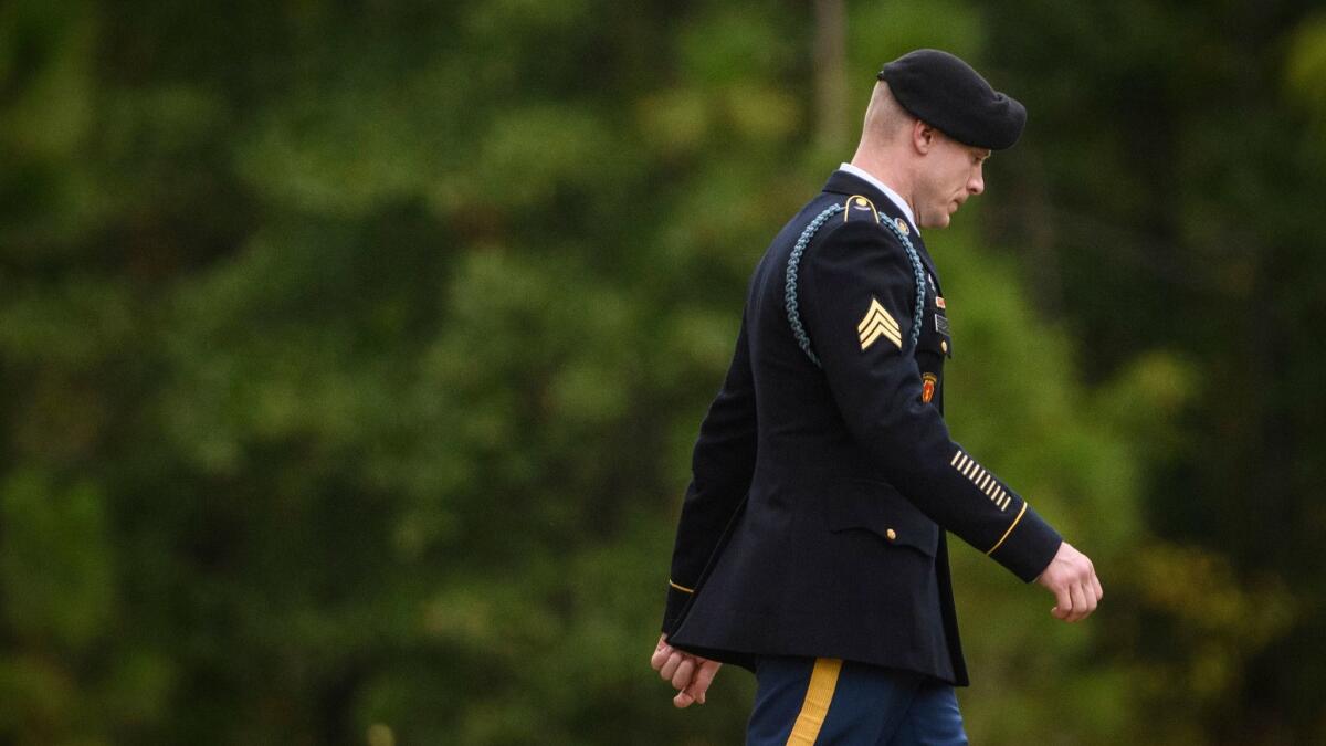 Sgt. Bowe Bergdahl leaves the Fort Bragg courthouse after a sentencing hearing was postponed on Monday.
