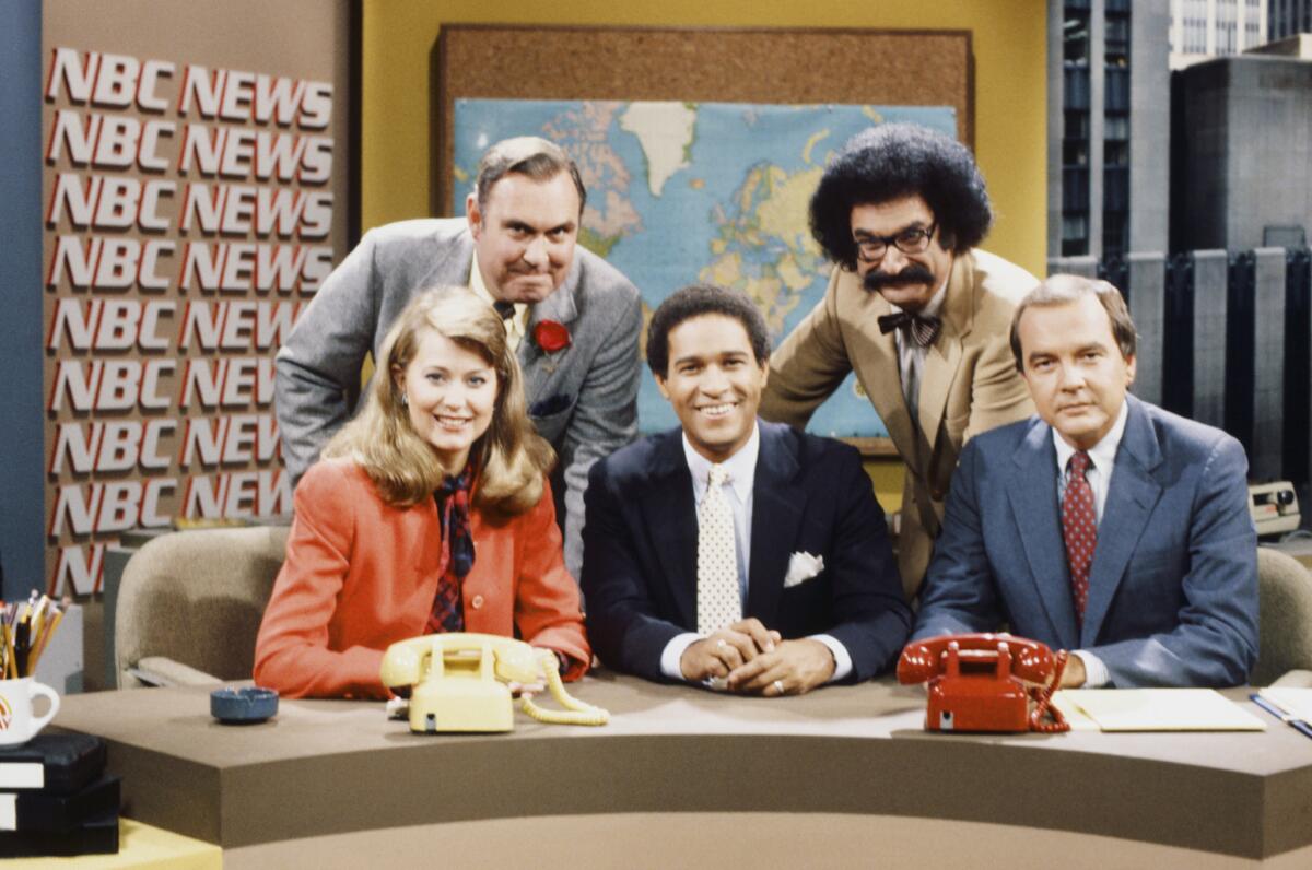 From left, NBC News' Jane Pauley, Willard Scott, Bryant Gumbel, Gene Shalit and John Palmer are seen in 1982.