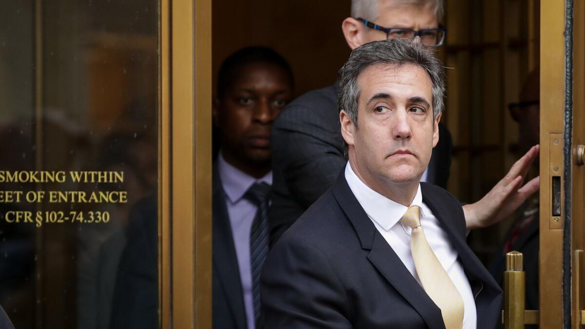 Michael Cohen, Trump's former personal attorney, exits federal court in New York on Tuesday.