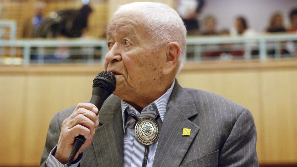 Democratic New Mexico state Sen. John Pinto talks about his career as a lawmaker on American Indian Day in the Legislature in 2018.