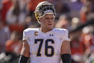 Notre Dame offensive lineman Joe Alt (76) warms up before a game against Clemson.