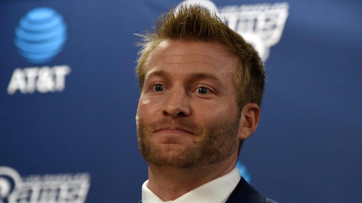 Rams Coach Sean McVay speaks at his introductory news conference on Jan. 13.