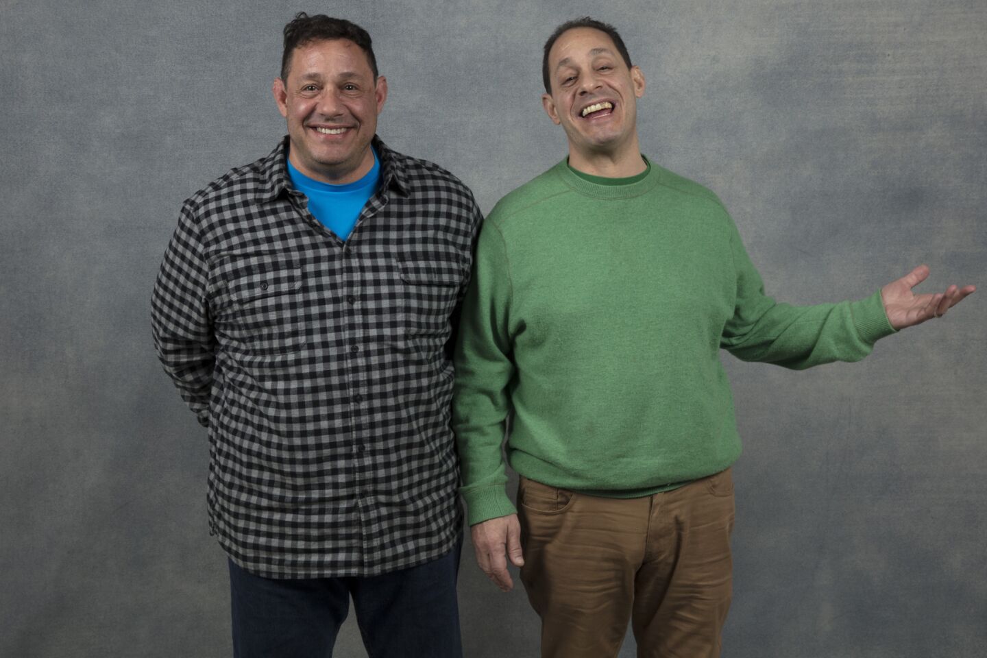 David Kellman and Bobby Shafran, from the film, "Three Identical Strangers," photographed in the L.A. Times Studio at Chase Sapphire on Main, during the Sundance Film Festival in Park City, Utah, Jan. 20, 2018.
