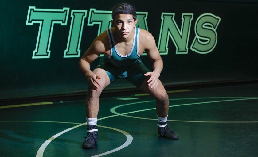 Sweeping to victory at 152 pounds, senior Aaron Gandara helped Poway capture the team title at the Battle of the Belt in Temecula.
