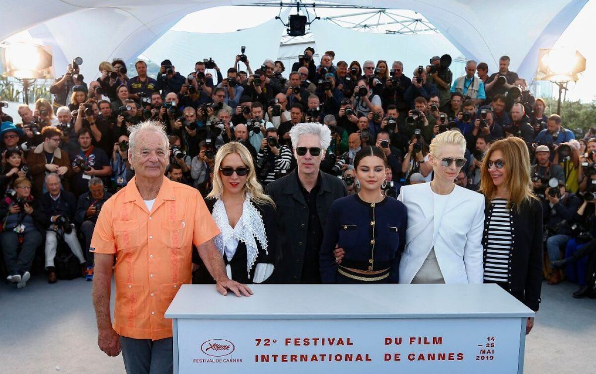 Bill Murray, Chloe Sevigny, Jim Jarmusch, Selena Gomez, Tilda Swinton and Sara Driver during the photocall for "The Dead Don't Die" at the 72nd Cannes Film Festival.