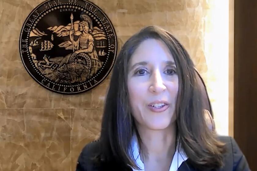 Screen grad from a video released by Gov. Gavin Newsom’s office of Justice Patricia Guerrero