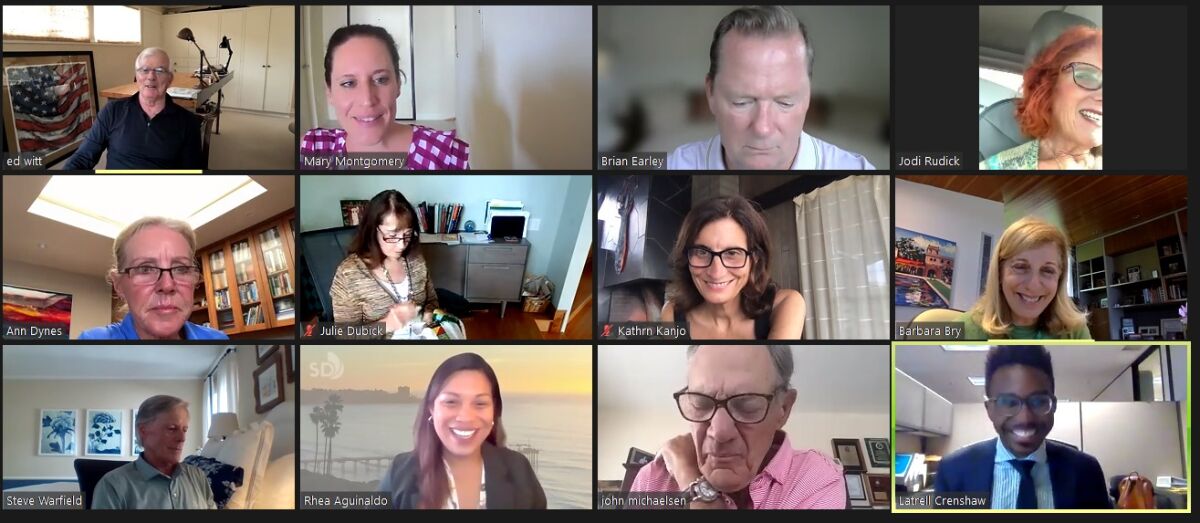 Enhance La Jolla board members and others meet July 21 on Zoom.