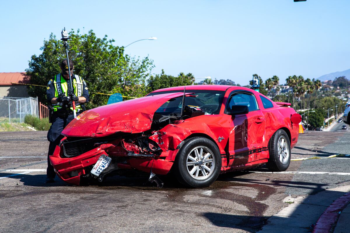 Ford Mustang involved in crash