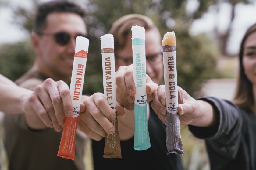 Cutwater Frozen Spirit Pops which are available in four flavors: Vodka Mule, Lime Margarita, Gin Melon, and Rum & Cola.