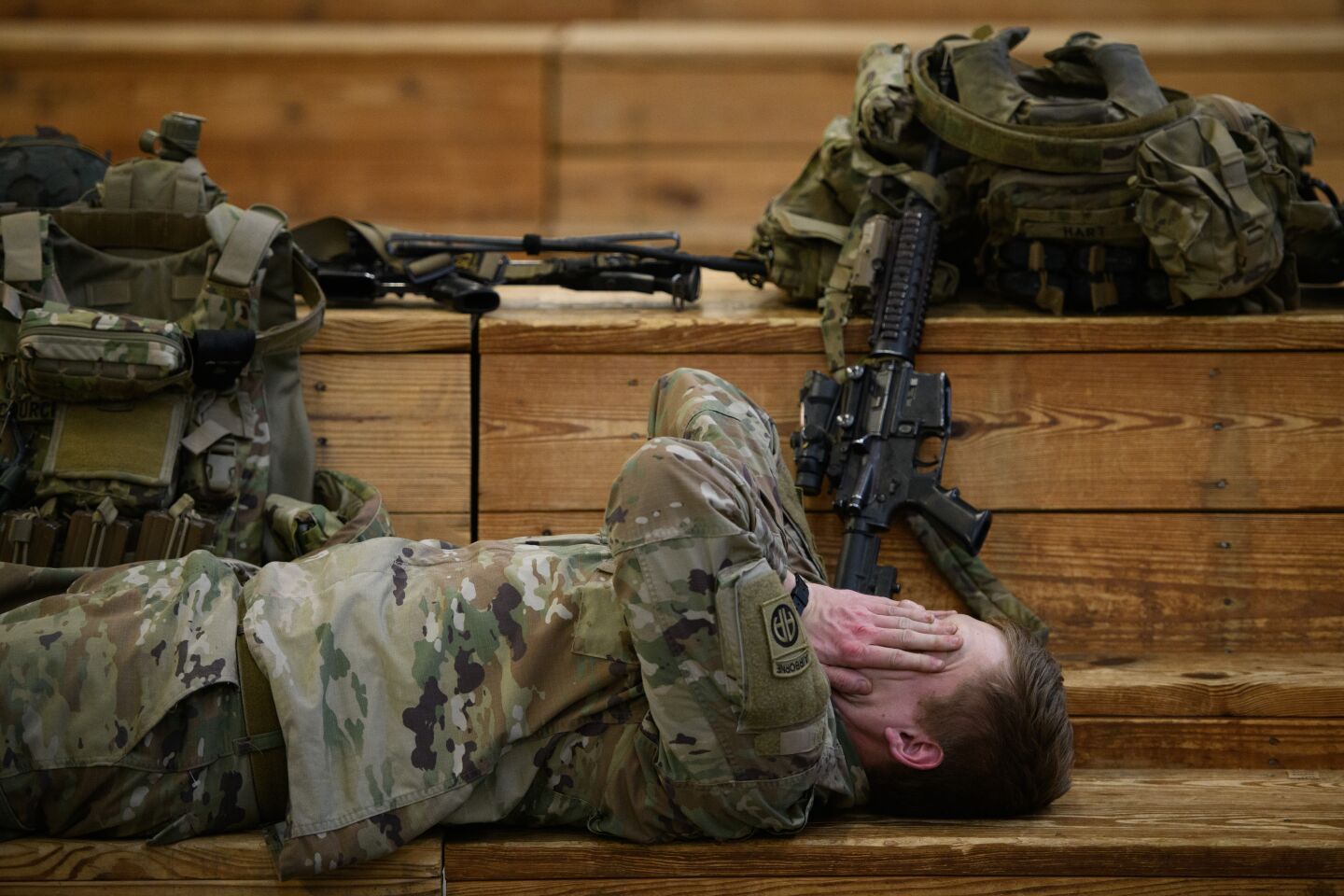 U.S. troops from the Army's 82nd Airborne Division rest Jan. 4 at Ft. Bragg before deployment.