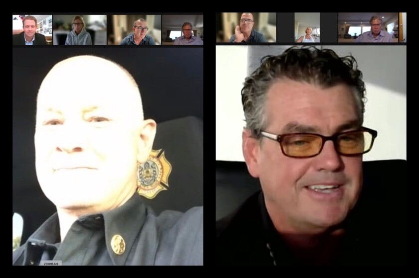 San Diego Fire-Rescue Department Chief Colin Stowell, left, and Lifeguard Division Chief James Gartland