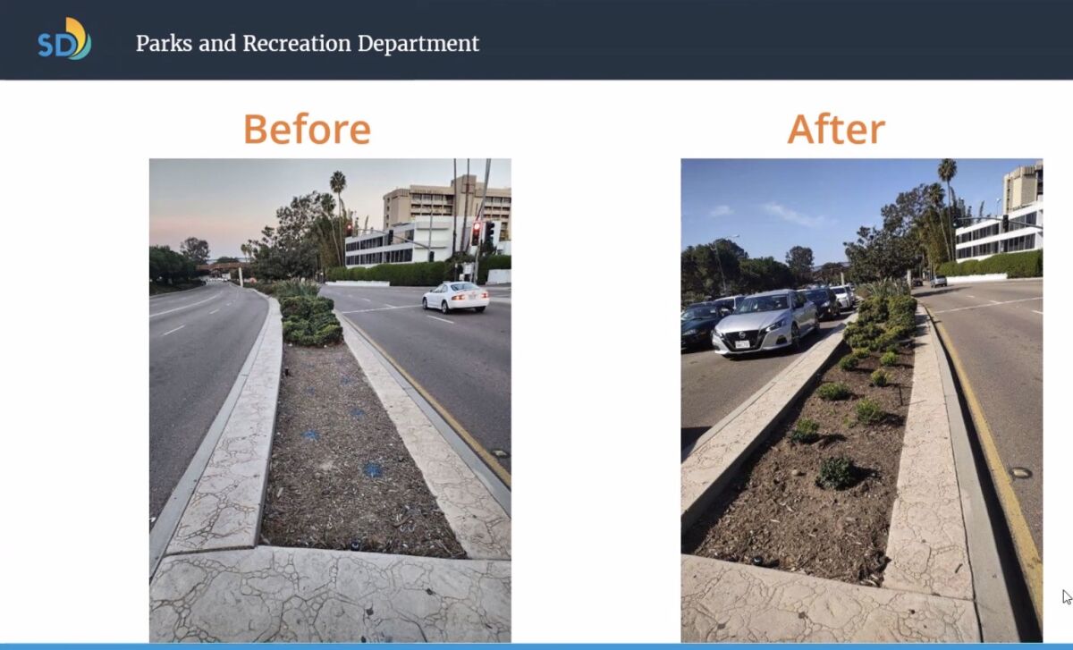 San Diego city staff says median maintenance and improvements will continue at "The Throat" in La Jolla.