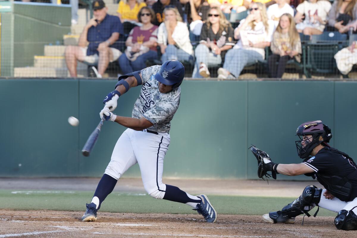 UC Irvine baseball fails to capitalize on probabilities in NCAA regional loss 2 UC Irvine's Anthony Martinez hits against Arizona State on Friday.