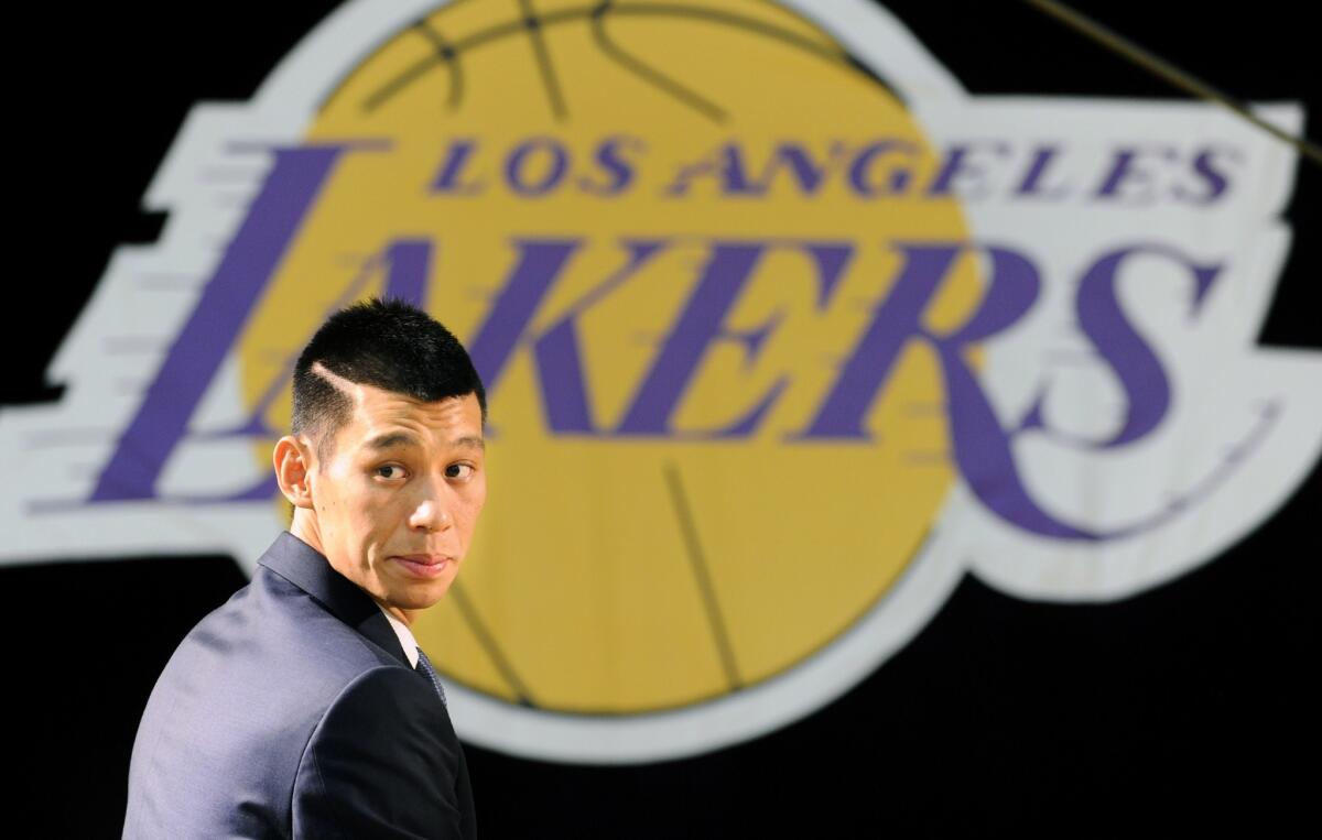 Lakers guard Jeremy Lin sprained his left ankle on Saturday in practice.