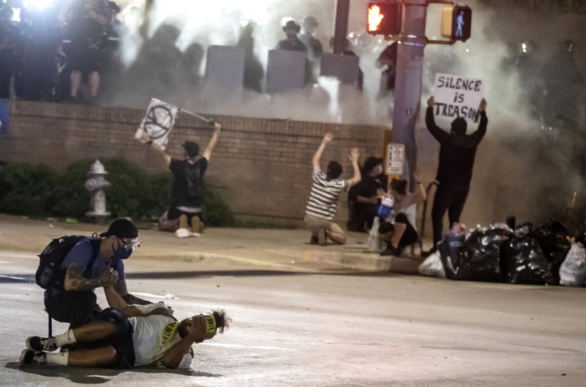 Protesters under police fire in Austin, Texas