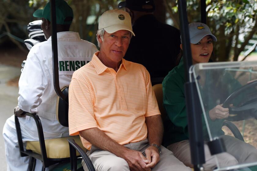 Ben Crenshaw heads out for a practice round for the 2015 Masters tournament Monday in Augusta.