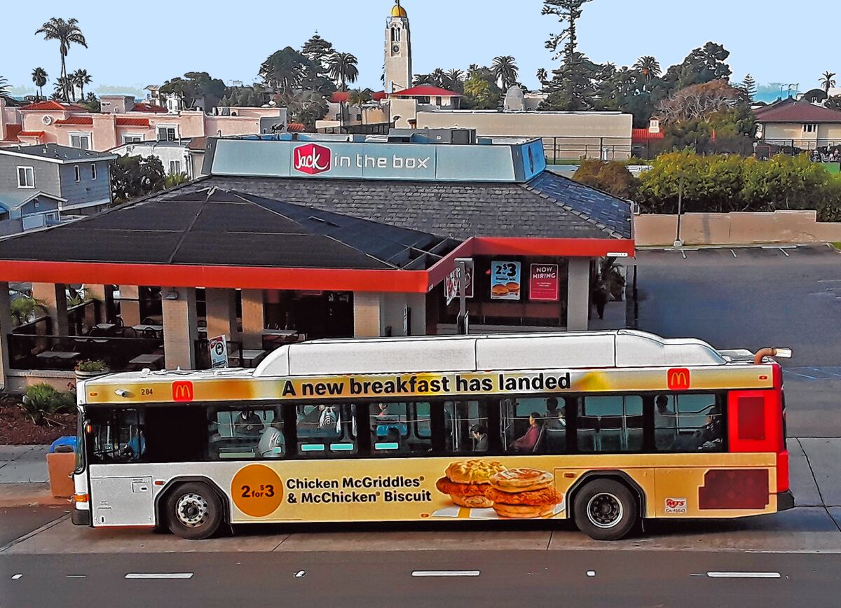 The ‘30’ bus traverses through La Jolla.