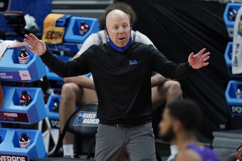UCLA head coach Mick Cronin directs his players during the second half.