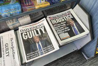 Newspapers are on display at a bodega in the Brooklyn borough of New York a day after a New York jury found former President Donald Trump guilty of 34 felony charges, on Friday, May 31, 2024. (AP Photo/Ruth Brown)