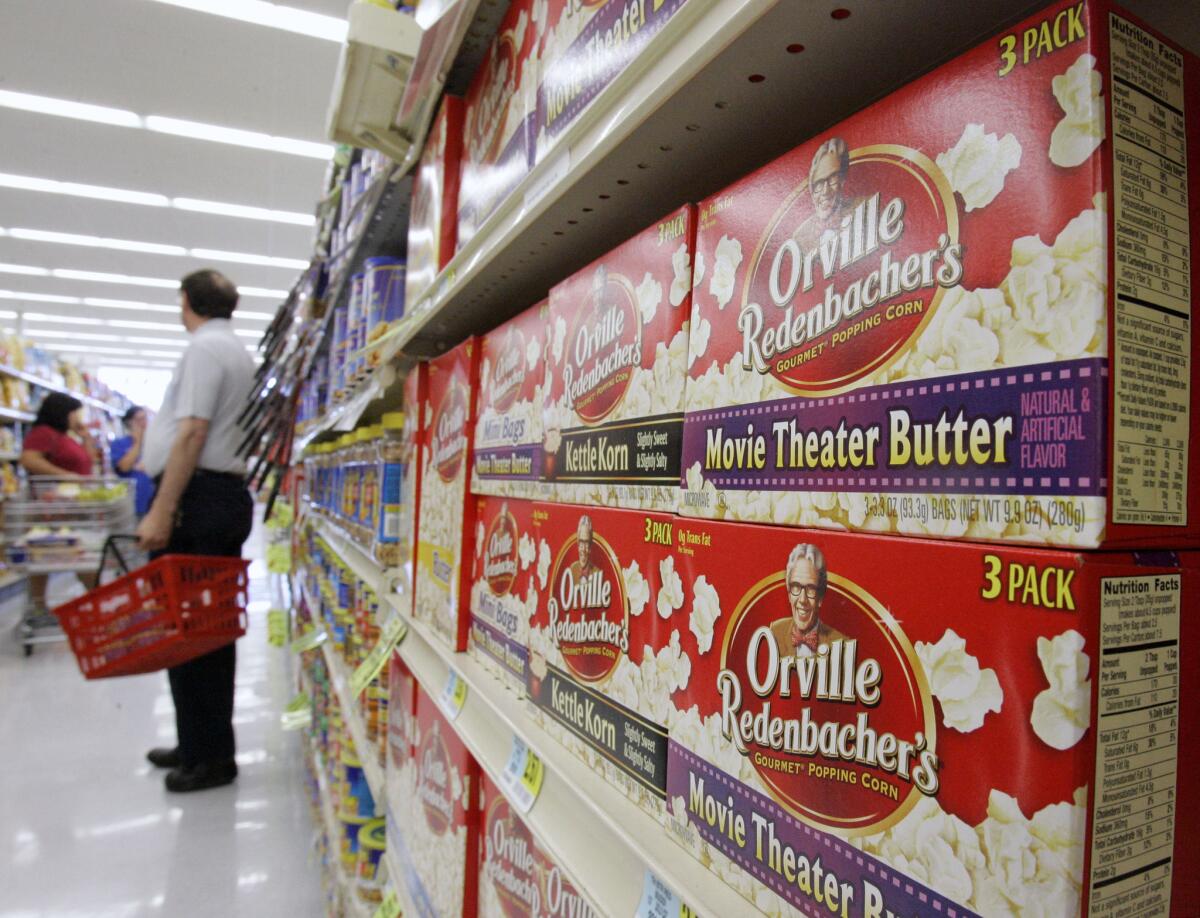 Orville Redenbacher popcorn, a ConAgra brand, is seen on shelves at a market in Omaha in September 2007.