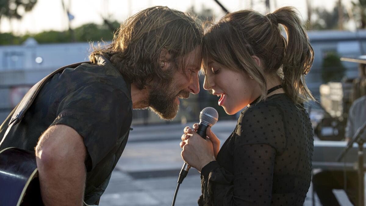 Bradley Cooper and Lady Gaga in a scene from the latest reboot of the film "A Star Is Born."