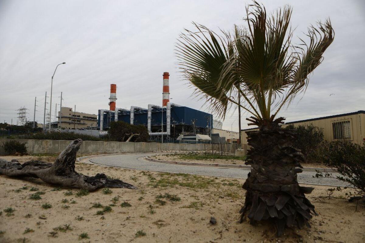 The Los Angeles Department of Water and Power plans to retire the gas-fired Scattergood Generating Station south of Los Angeles International Airport, seen in February.